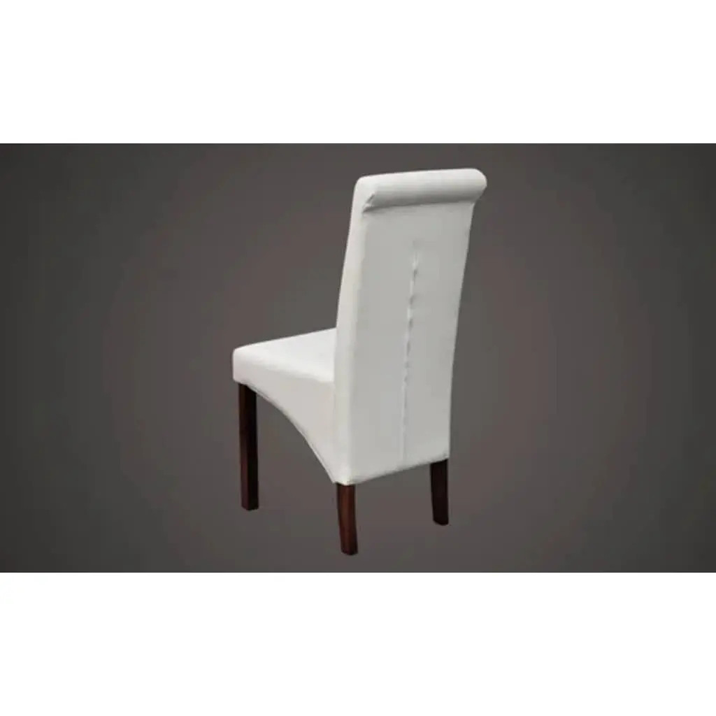 Set of 2 White Padded Dining Chairs for Comfort