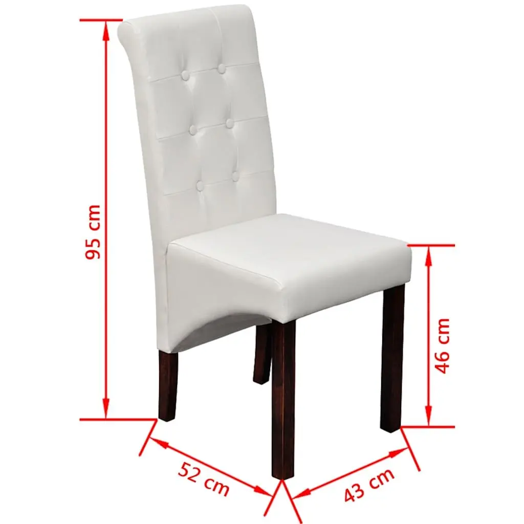 Set of 2 White Padded Dining Chairs for Comfort