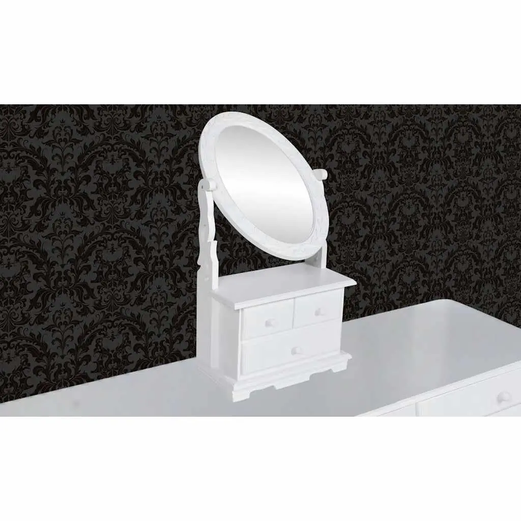 Dressing Table Vanity Makeup Table White MDF Oval Mirror 3 Drawers