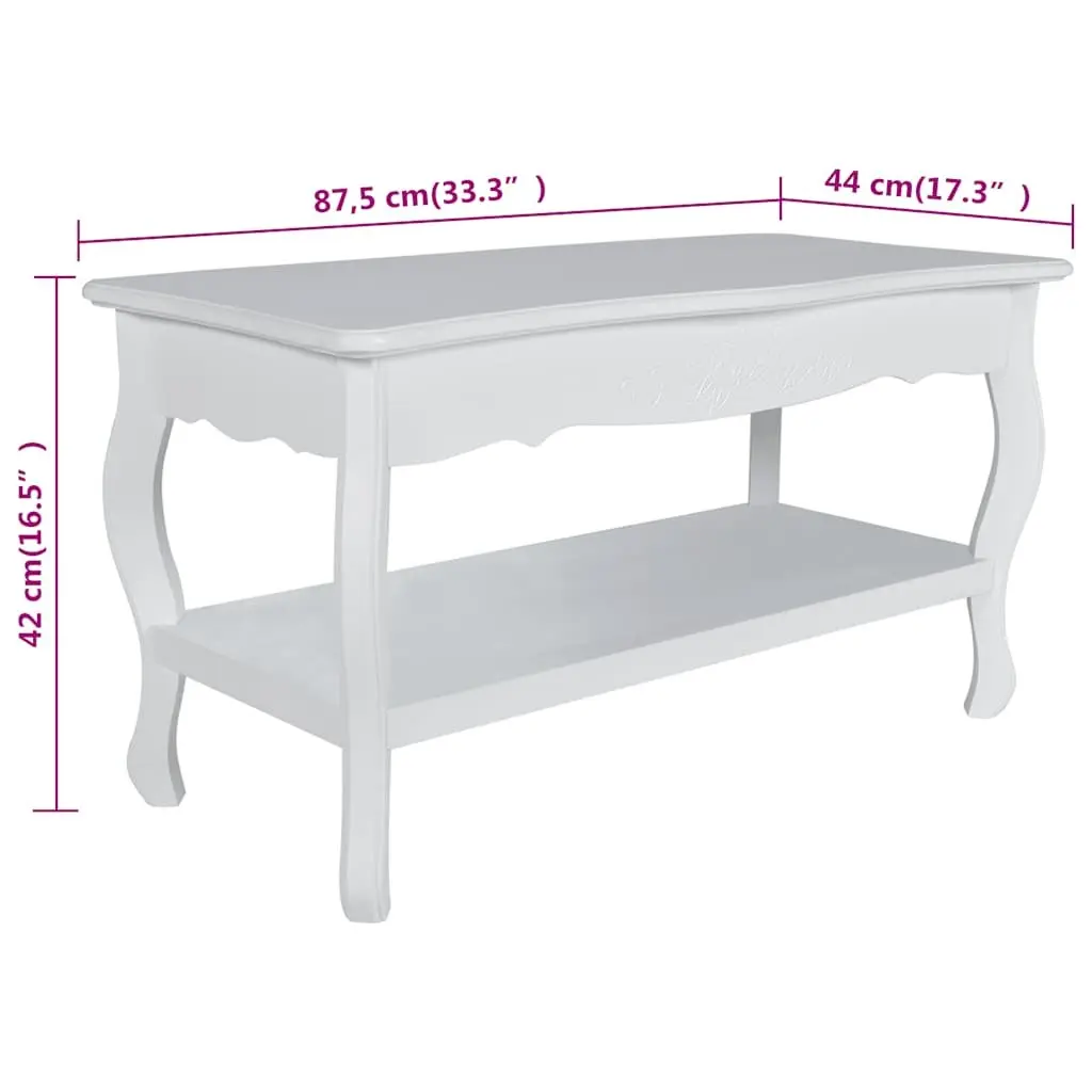 White Coffee Table with Open Shelves