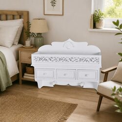 Three-Drawer Wall Shelf with Hooks for Storage