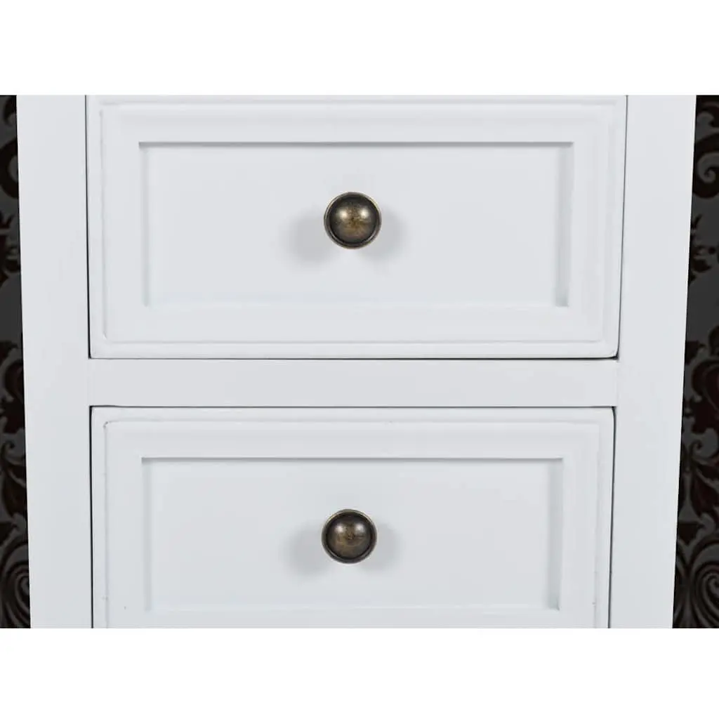 Set of 2 White Nightstands with Drawers for Bedrooms