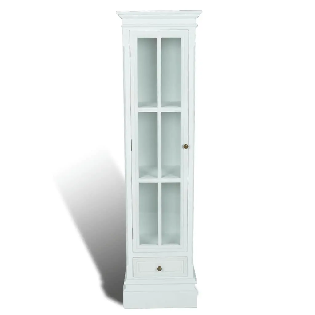 Wooden Bookcase Cabinet Distressed White 3 Shelves 1 Drawer MDF
