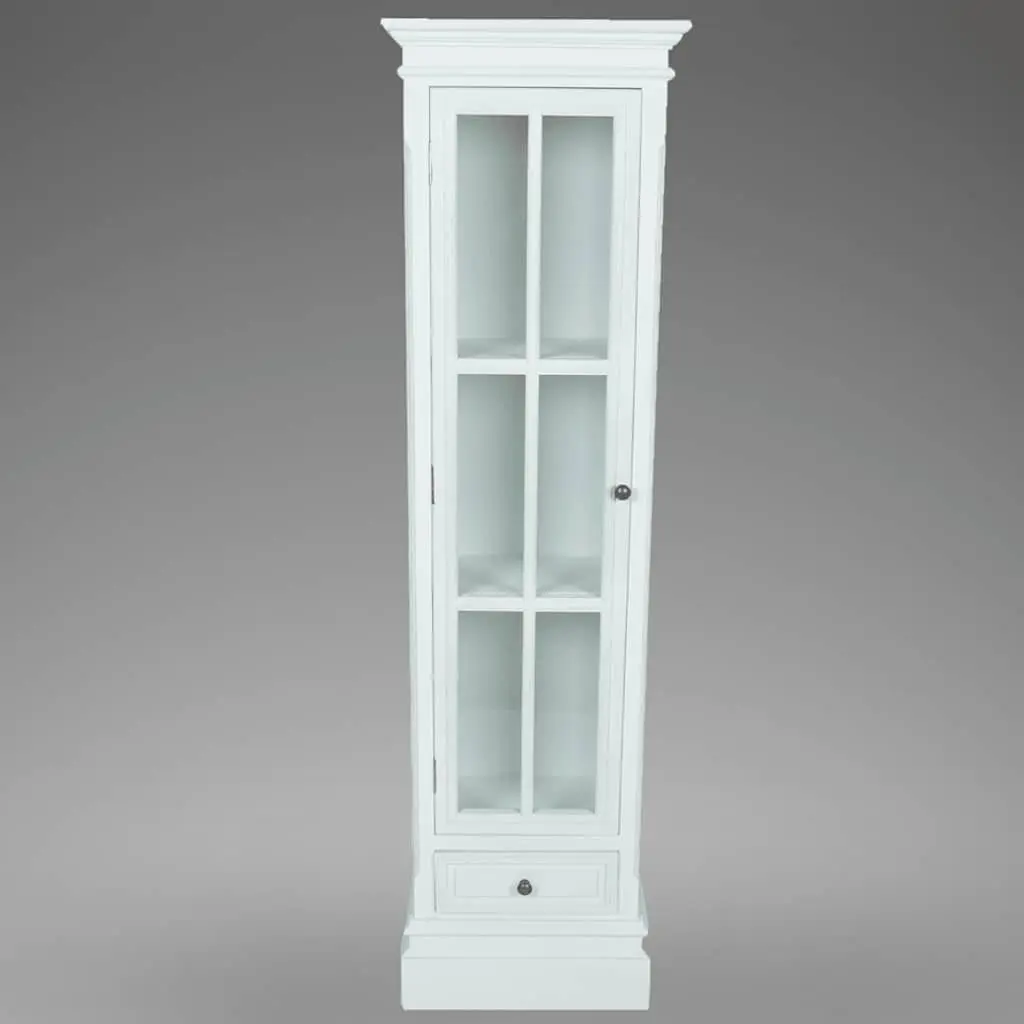 Wooden Bookcase Cabinet Distressed White 3 Shelves 1 Drawer MDF