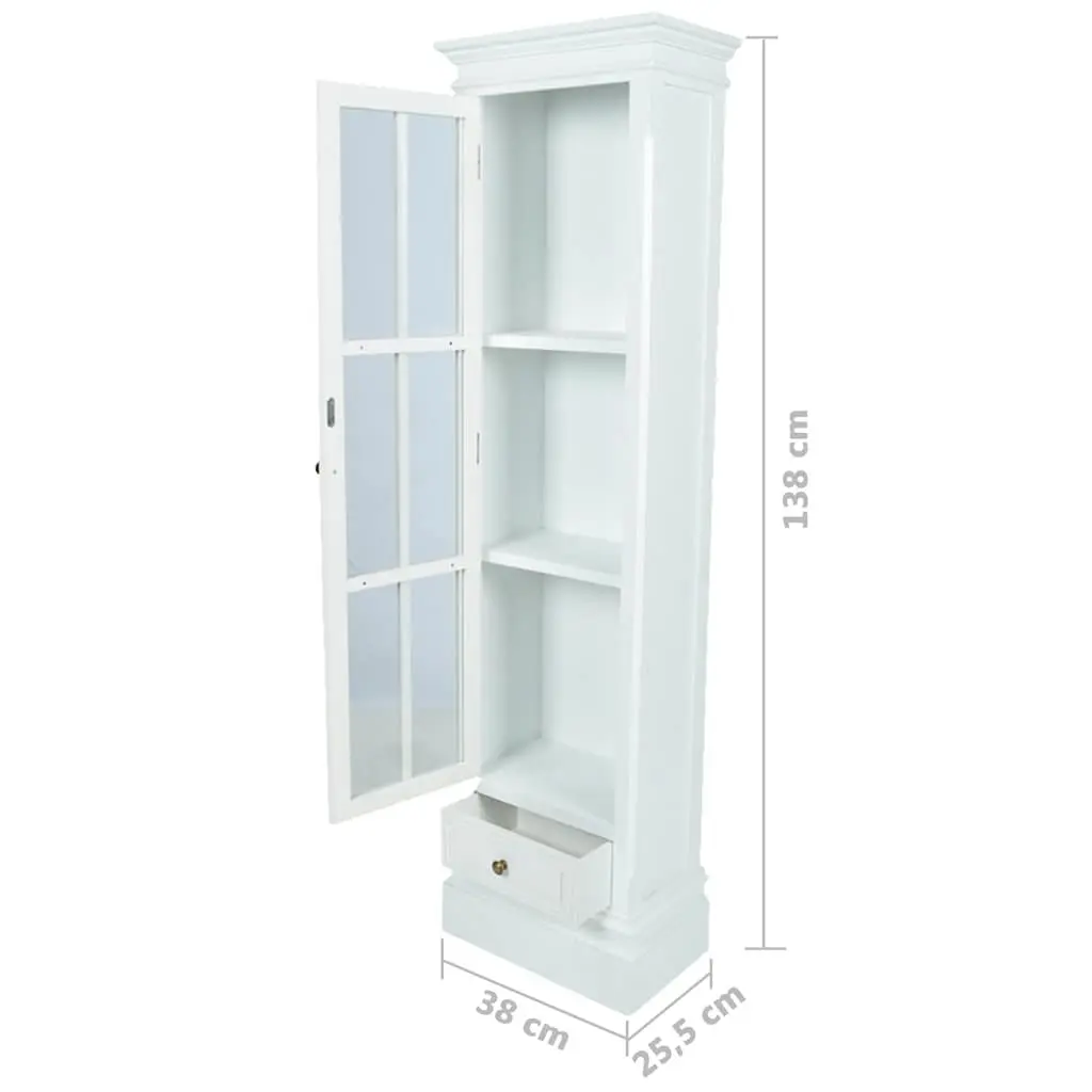Wooden Bookcase Cabinet Distressed White 3 Shelves 1 Drawer MDF