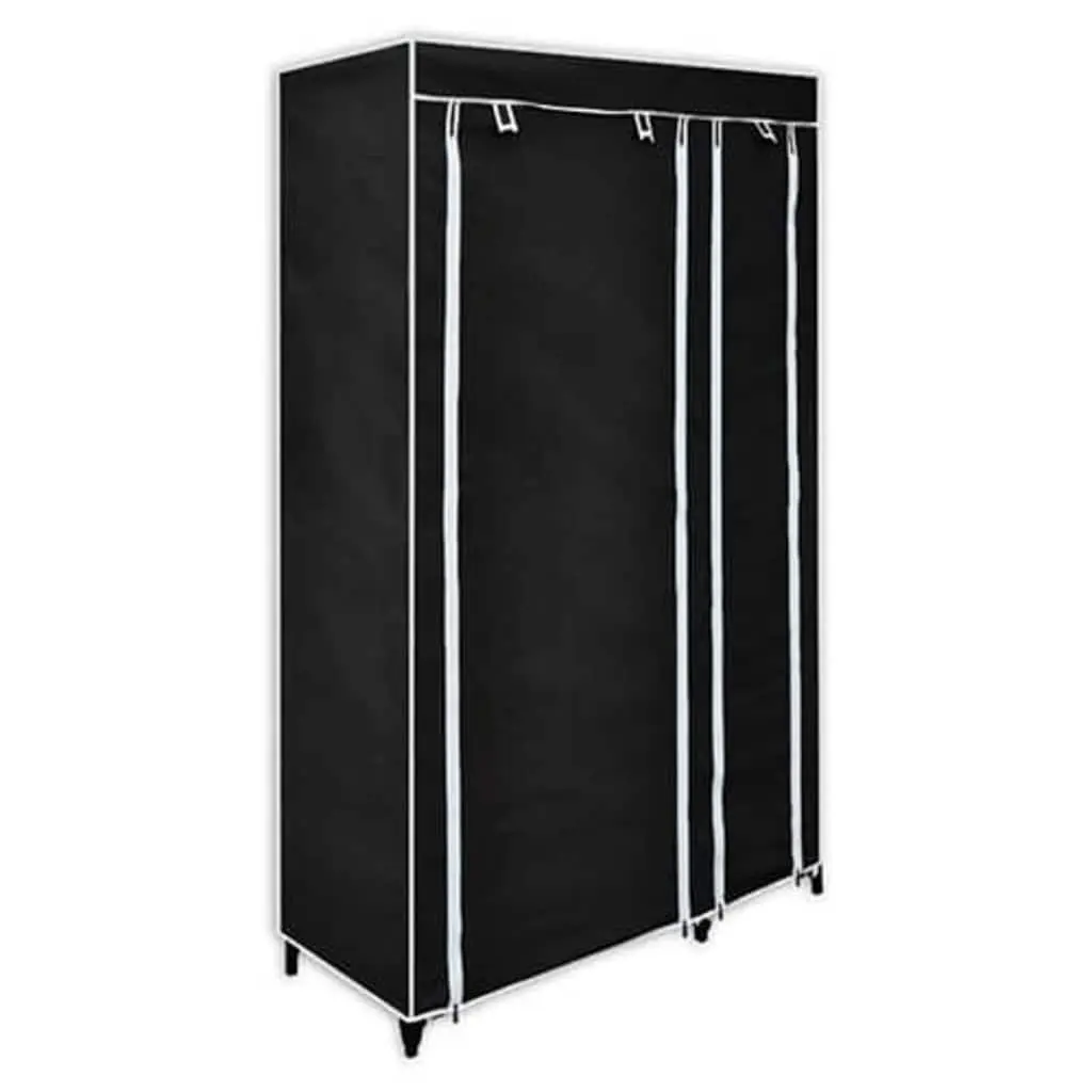 Folding Wardrobe Black Fabric Portable Storage Organizer 2 Piece