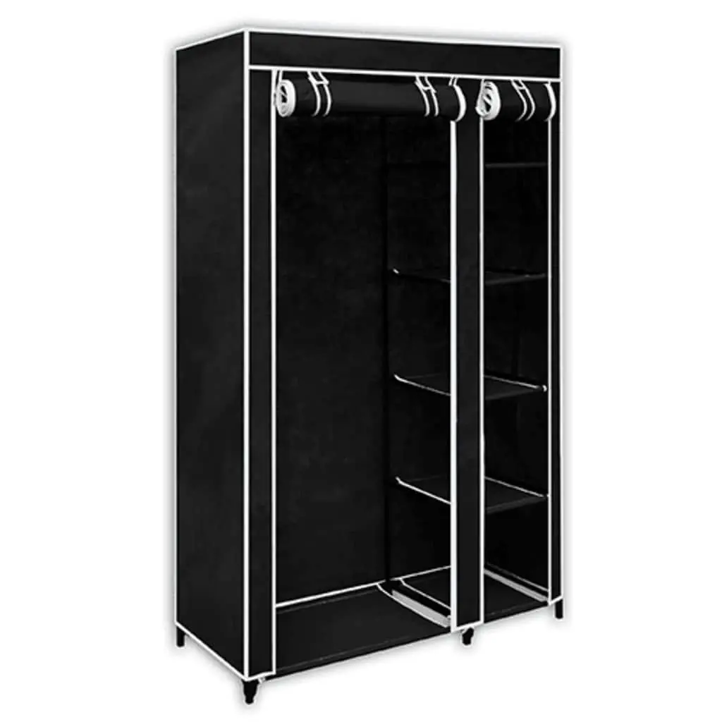 Folding Wardrobe Black Fabric Portable Storage Organizer 2 Piece
