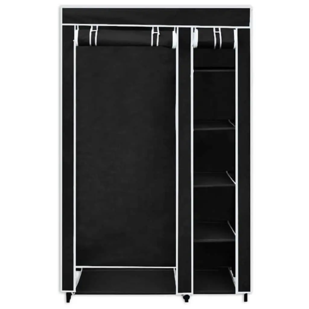 Folding Wardrobe Black Fabric Portable Storage Organizer 2 Piece