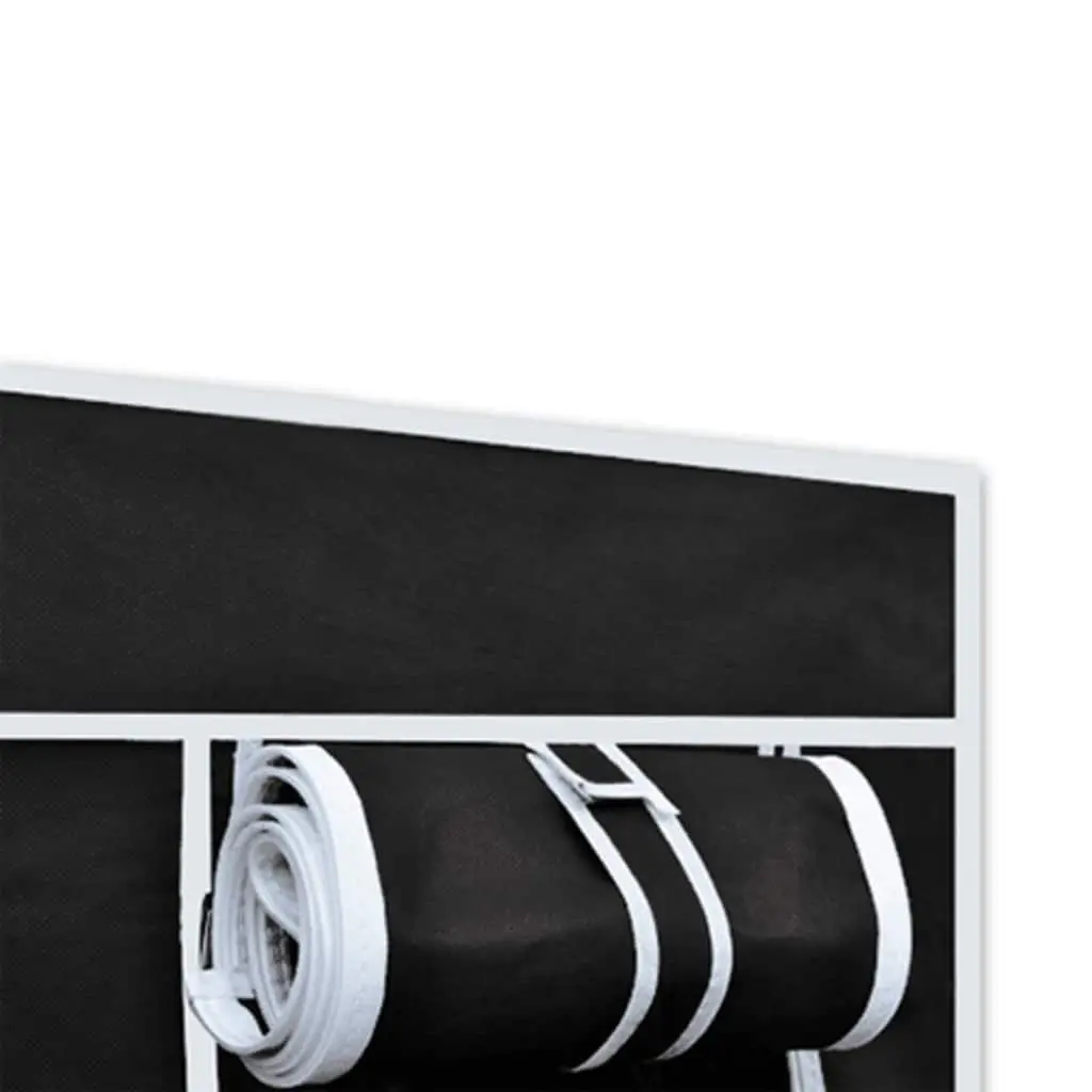 Folding Wardrobe Black Fabric Portable Storage Organizer 2 Piece