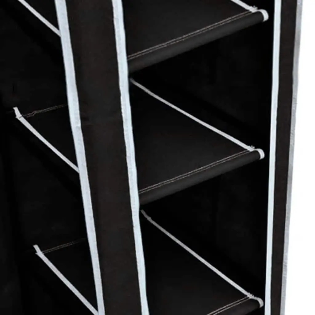 Folding Wardrobe Black Fabric Portable Storage Organizer 2 Piece