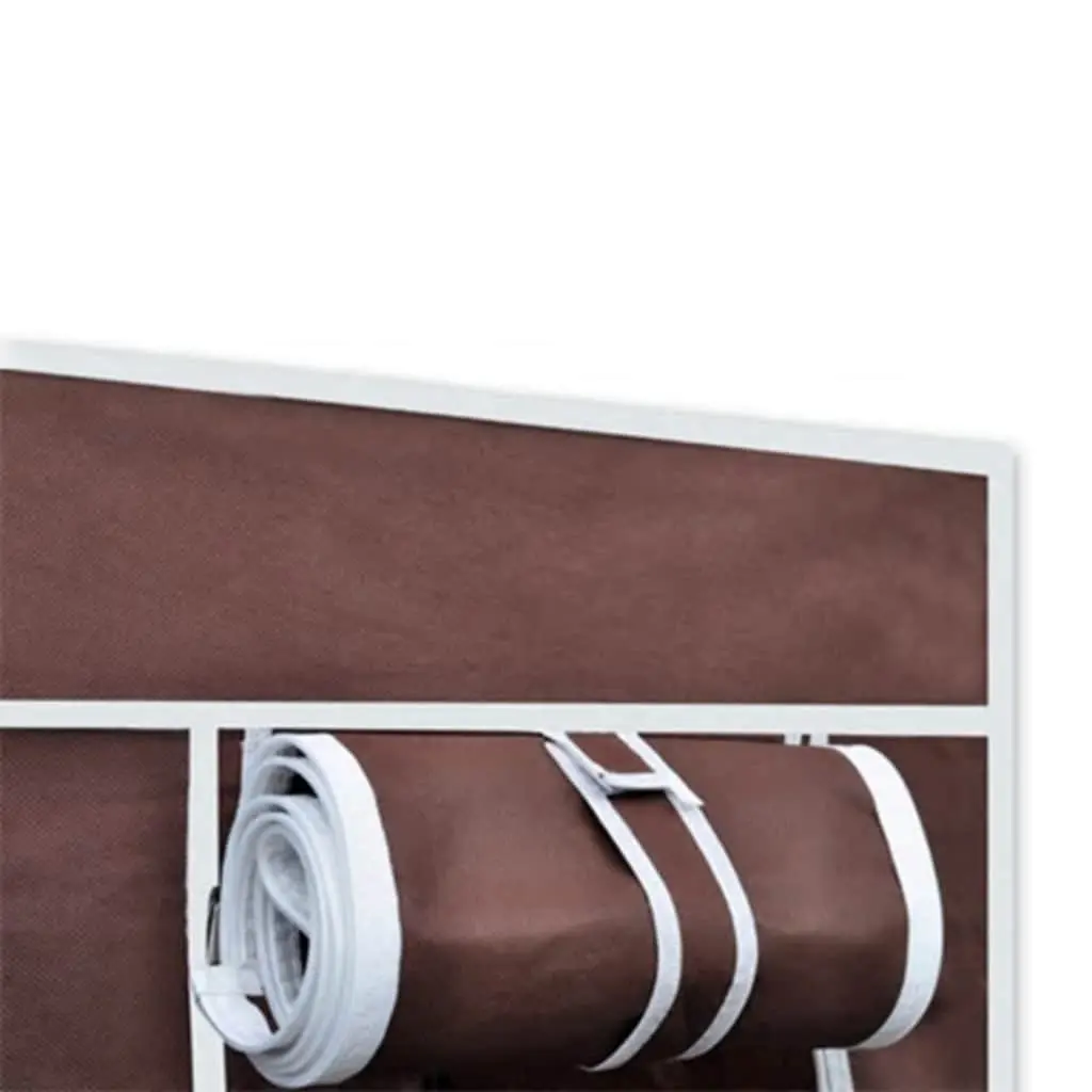 Fabric Folding Wardrobes Brown 2 Piece Portable Storage Closet Fleece Fabric Steel Frame