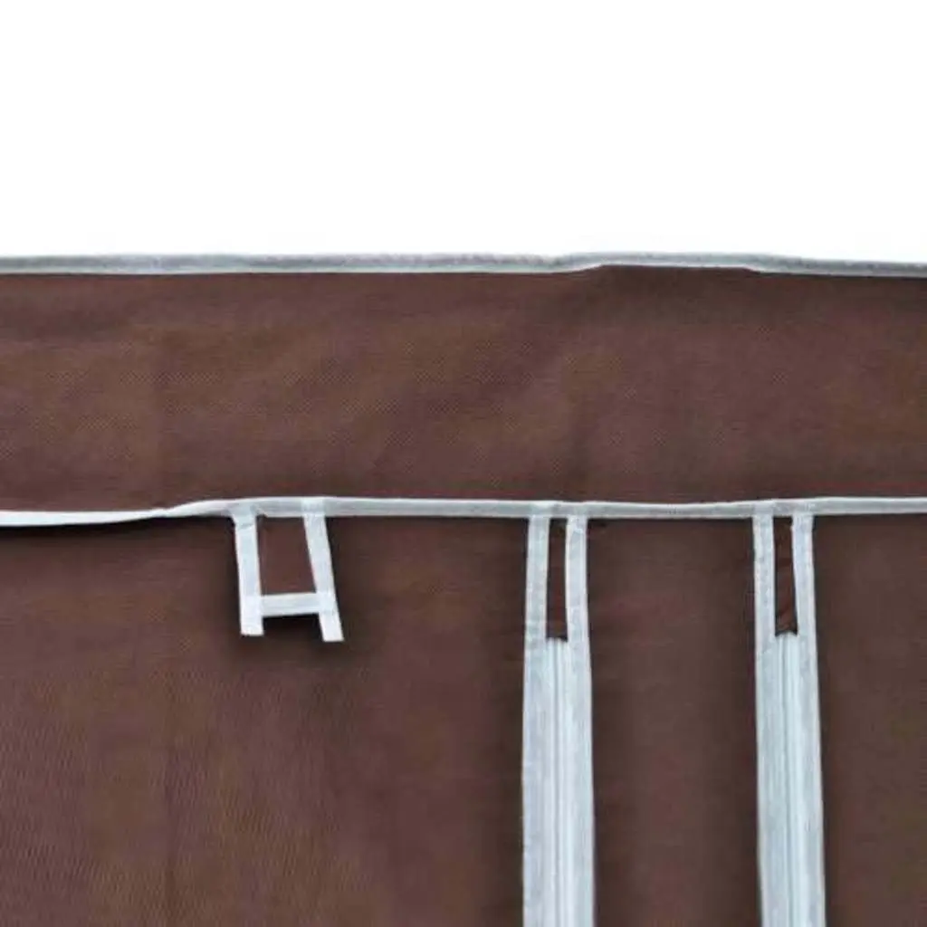Fabric Folding Wardrobes Brown 2 Piece Portable Storage Closet Fleece Fabric Steel Frame