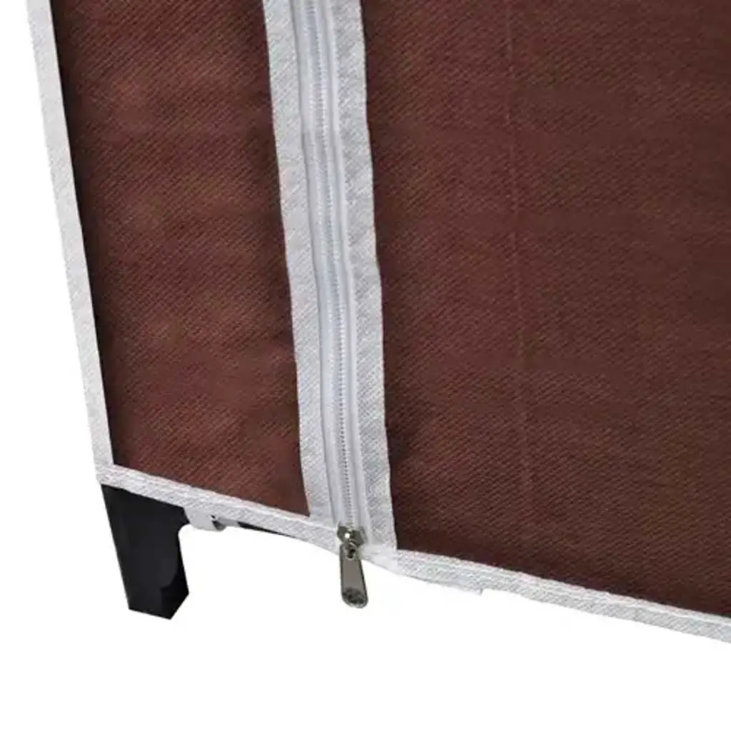 Fabric Folding Wardrobes Brown 2 Piece Portable Storage Closet Fleece Fabric Steel Frame