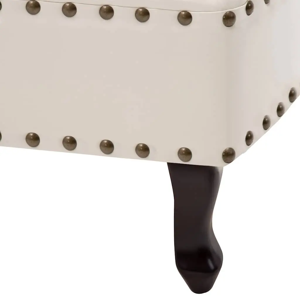 Chaise Longue Cream White Faux Leather Lounge Chair Solid Wood Legs