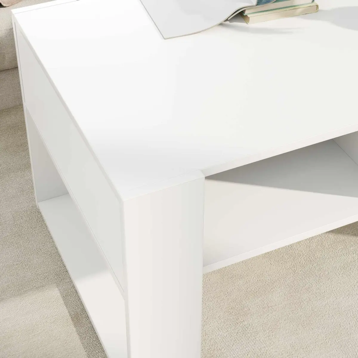 White Coffee Table with Storage