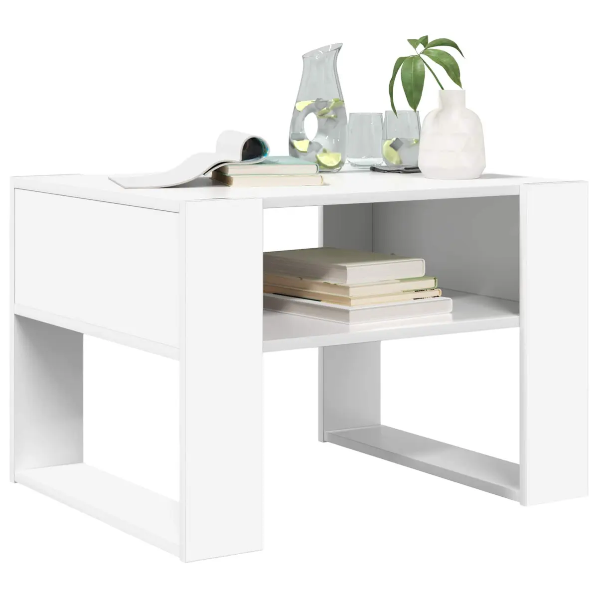 White Coffee Table with Storage for Living Rooms