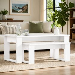 Elegant White Coffee Table Set for Living Spaces