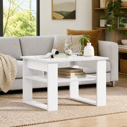 Stylish White Rectangular Coffee Table with Storage