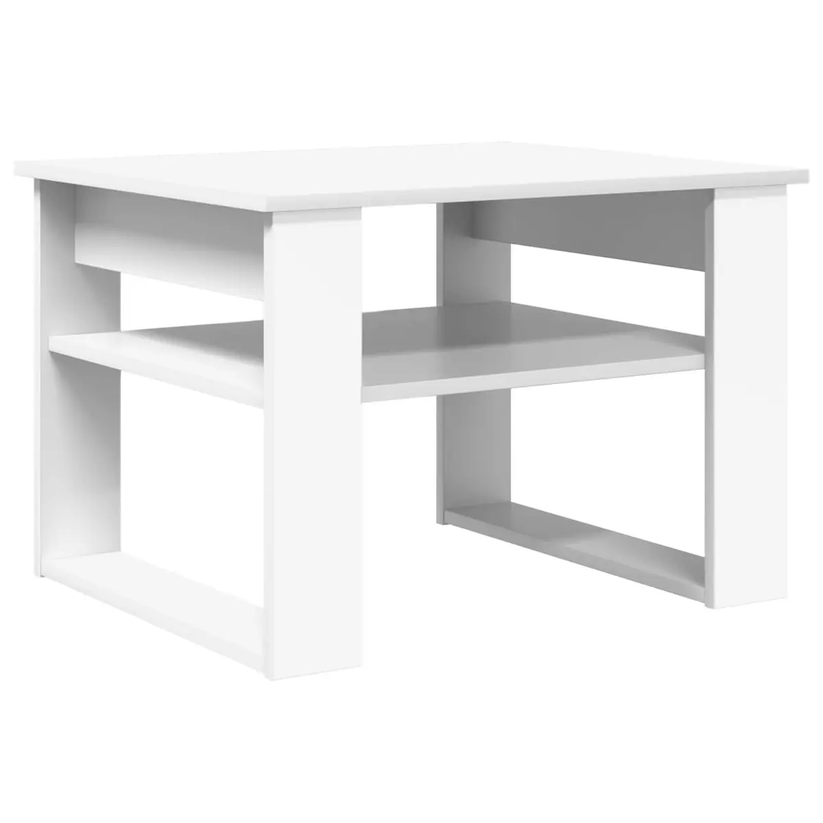 Coffee Table White Rectangular Modern Engineered Wood with Storage