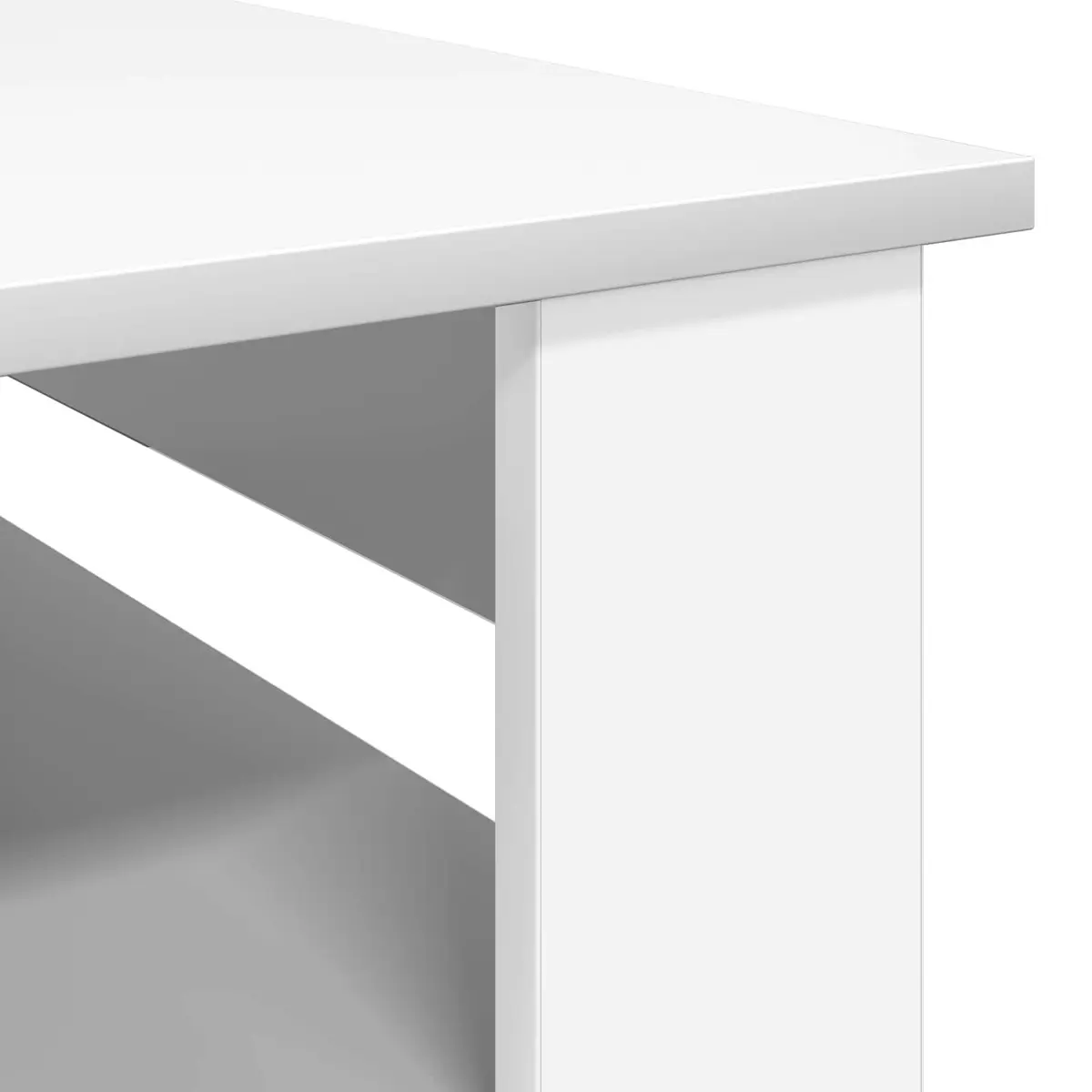 Coffee Table White Rectangular Modern Engineered Wood with Storage