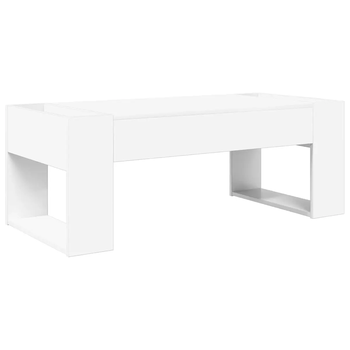 Coffee Table White Rectangular Modern Lounge Accent Table Engineered Wood 110cm