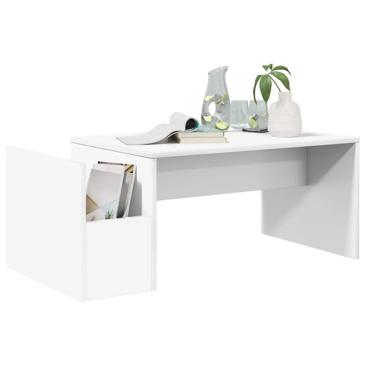 Coffee Table White Rectangular Modern 90x45x35cm Engineered Wood