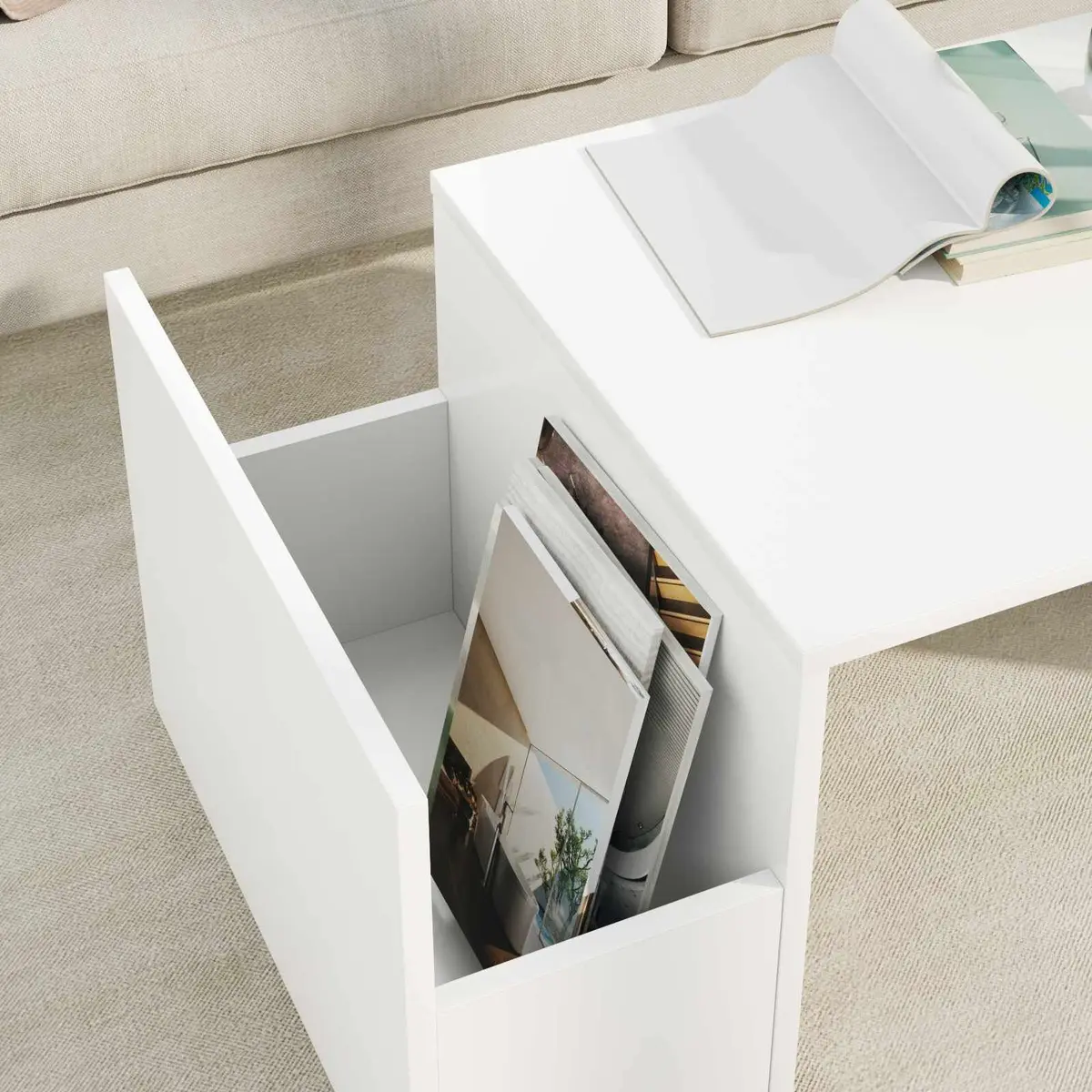 Coffee Table White Rectangular Modern 90x45x35cm Engineered Wood