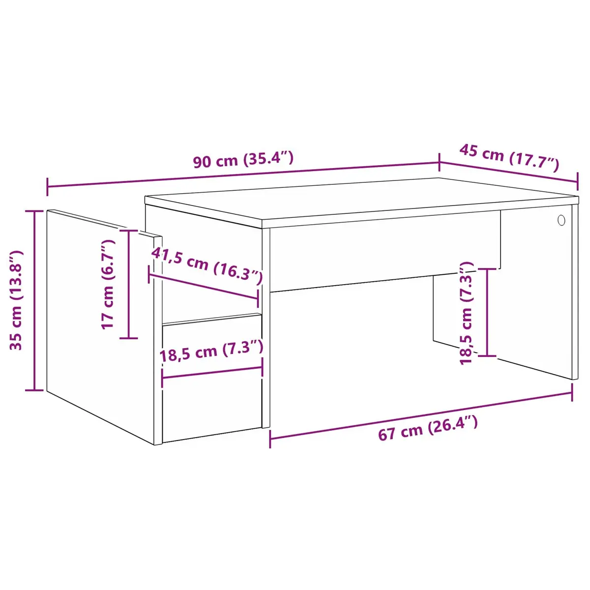 Coffee Table White Rectangular Modern 90x45x35cm Engineered Wood