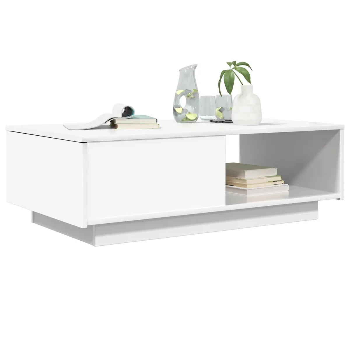White Rectangular Coffee Table with Drawer