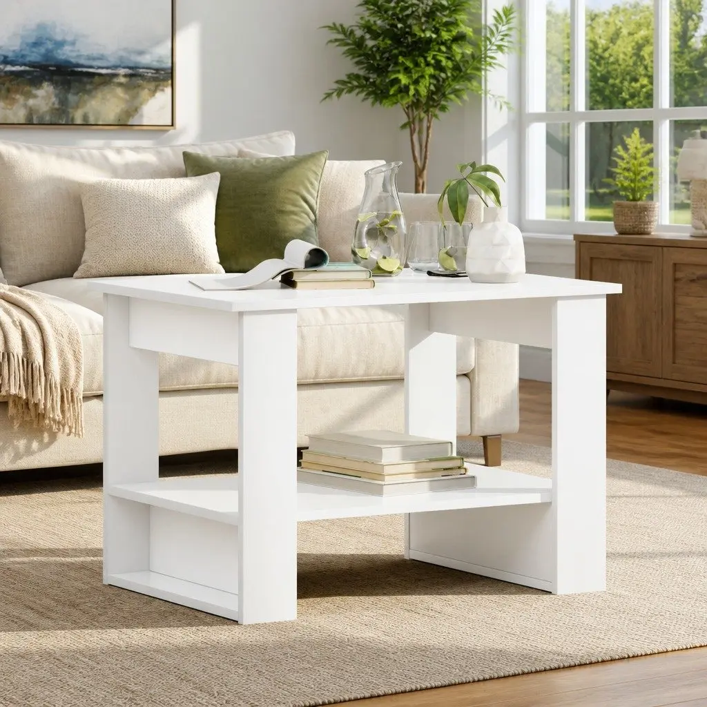 White Coffee Table 72x50x50cm for Living Room