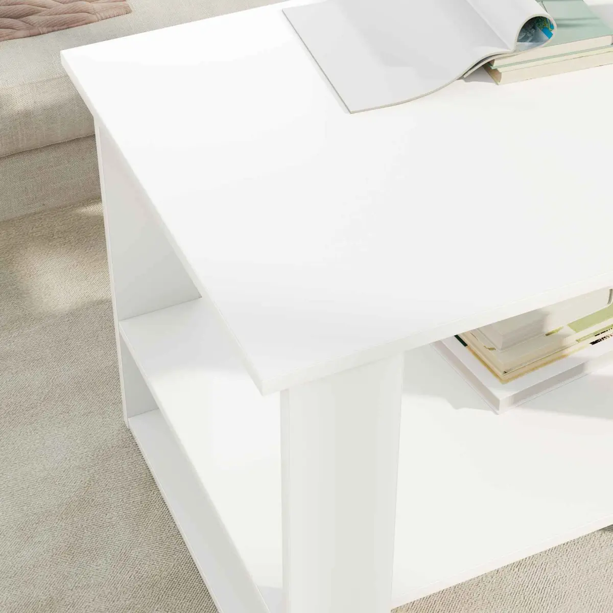 White Coffee Table 72x50x50cm for Living Room
