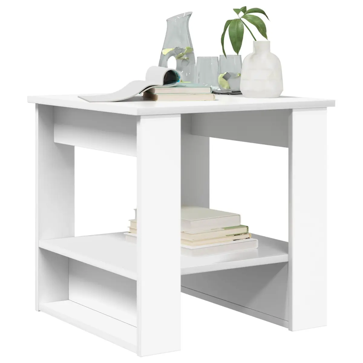 Coffee Table White Rectangular Modern Engineered Wood 51 x 50 x 50 cm