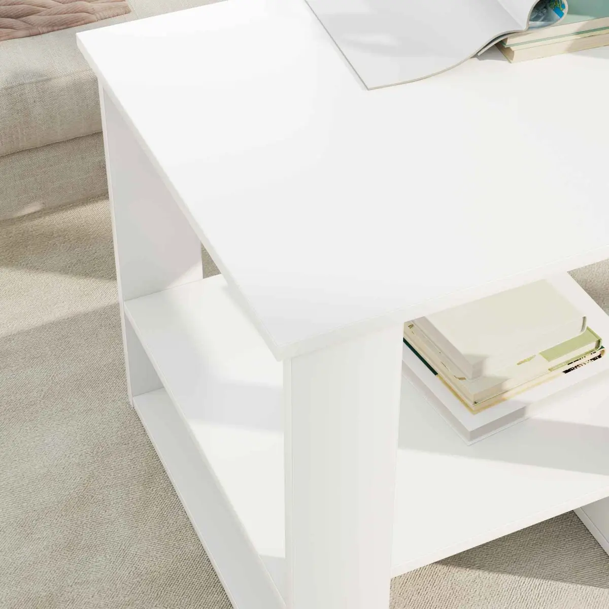 Coffee Table White Rectangular Modern Engineered Wood 51 x 50 x 50 cm
