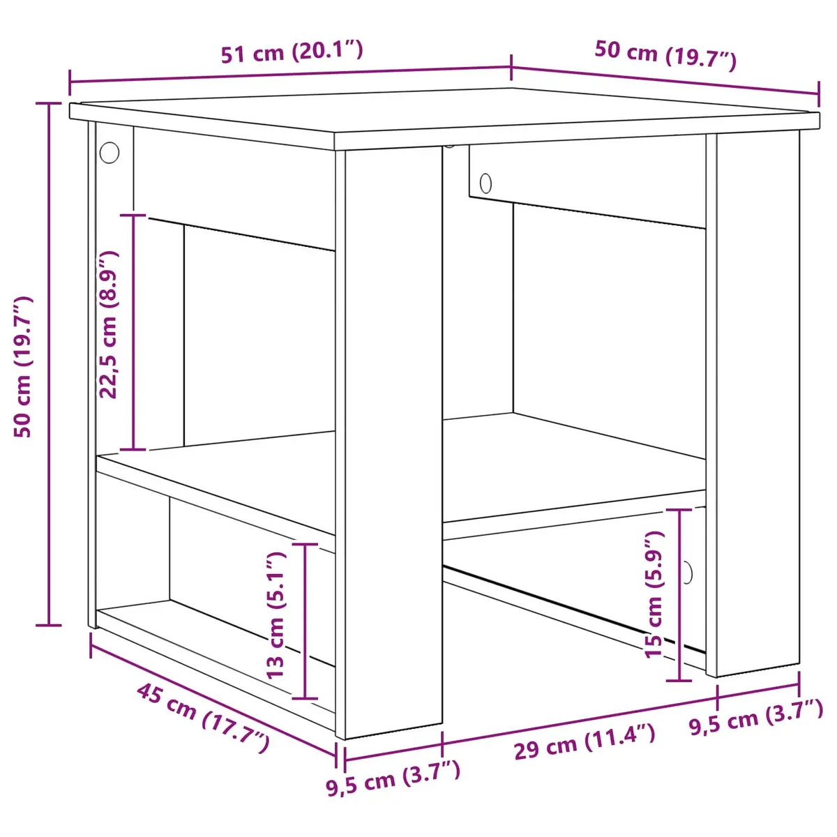 Coffee Table White Rectangular Modern Engineered Wood 51 x 50 x 50 cm