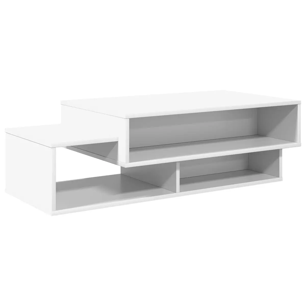 White Modern Coffee Table with Storage Shelves