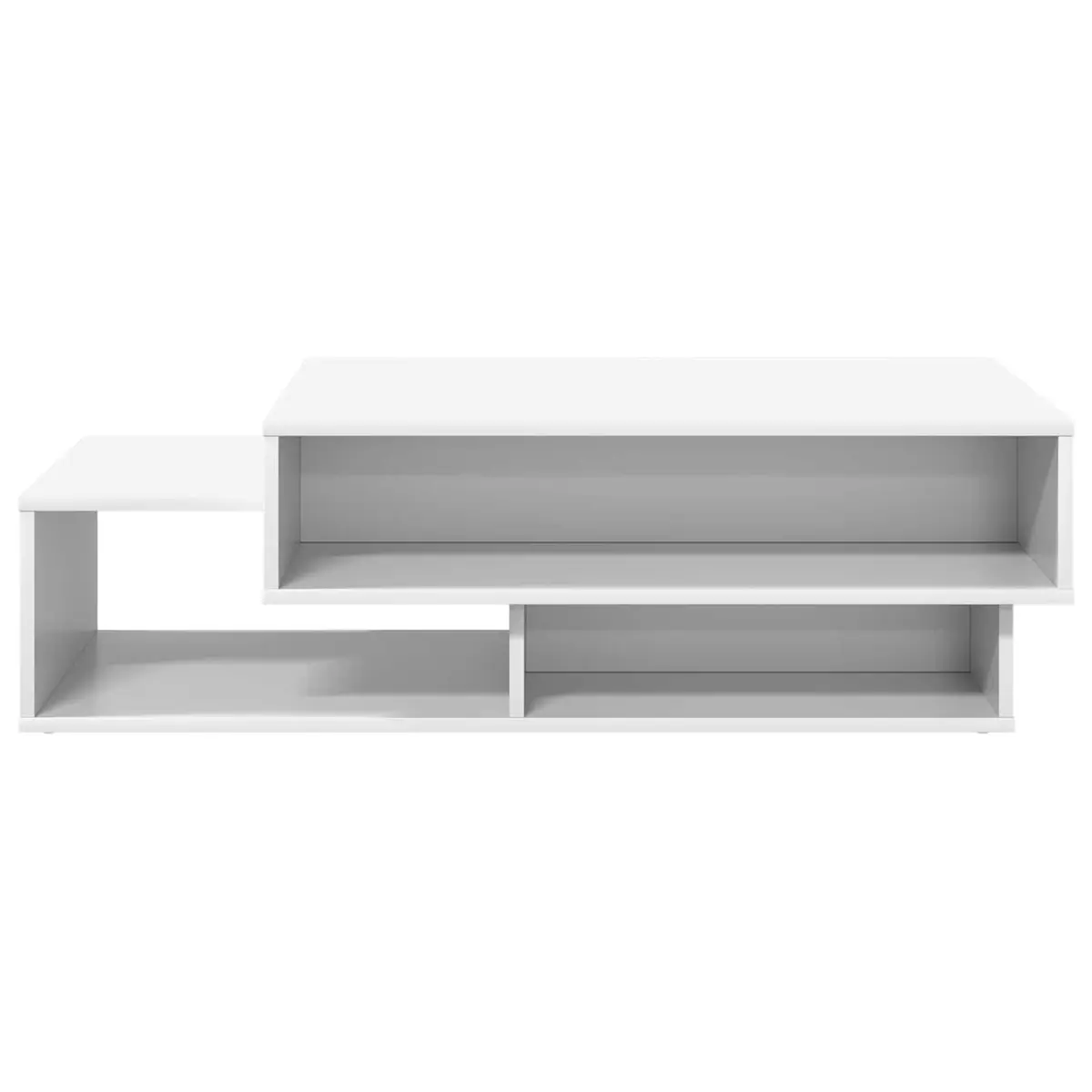 White Modern Coffee Table with Storage Shelves