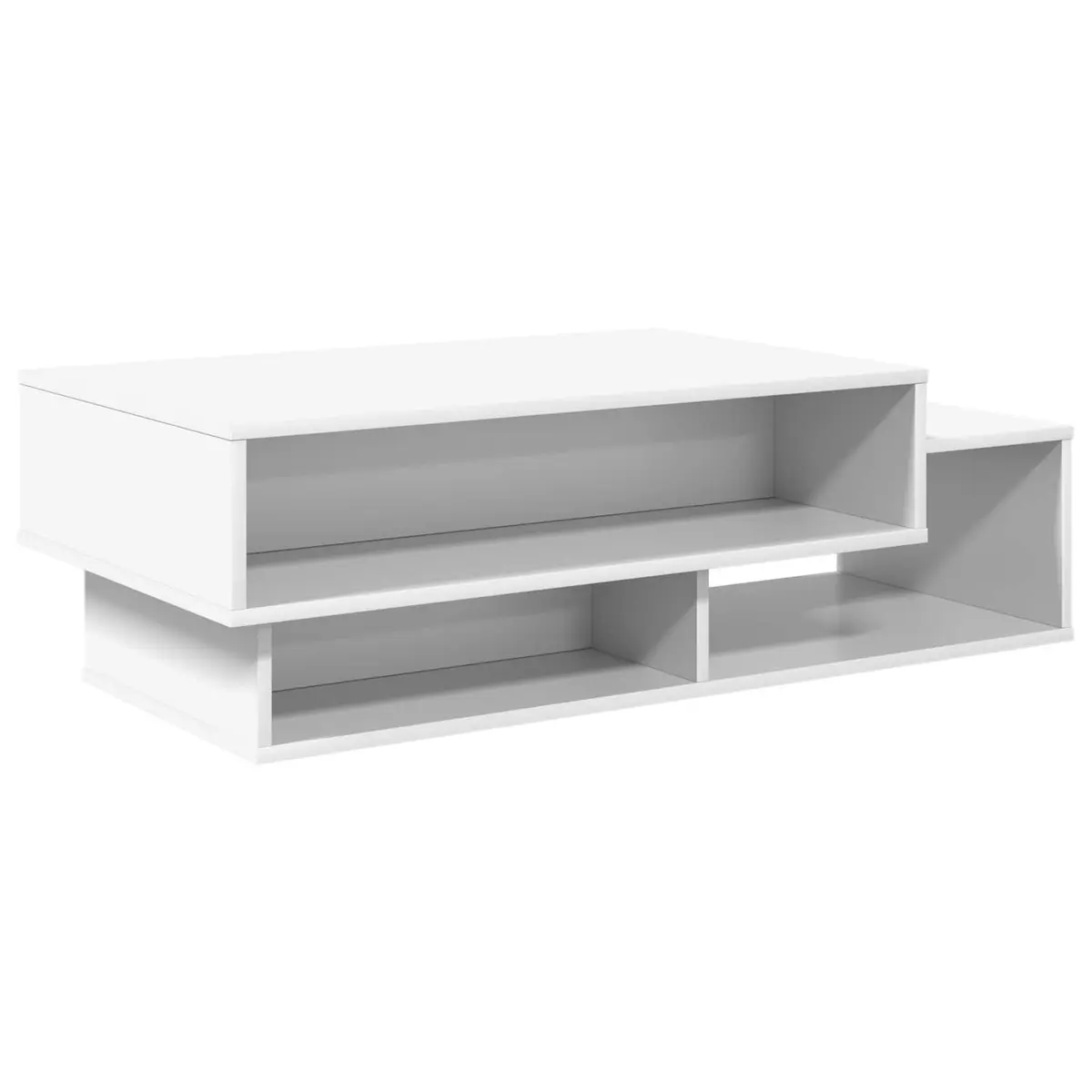 White Modern Coffee Table with Storage Shelves
