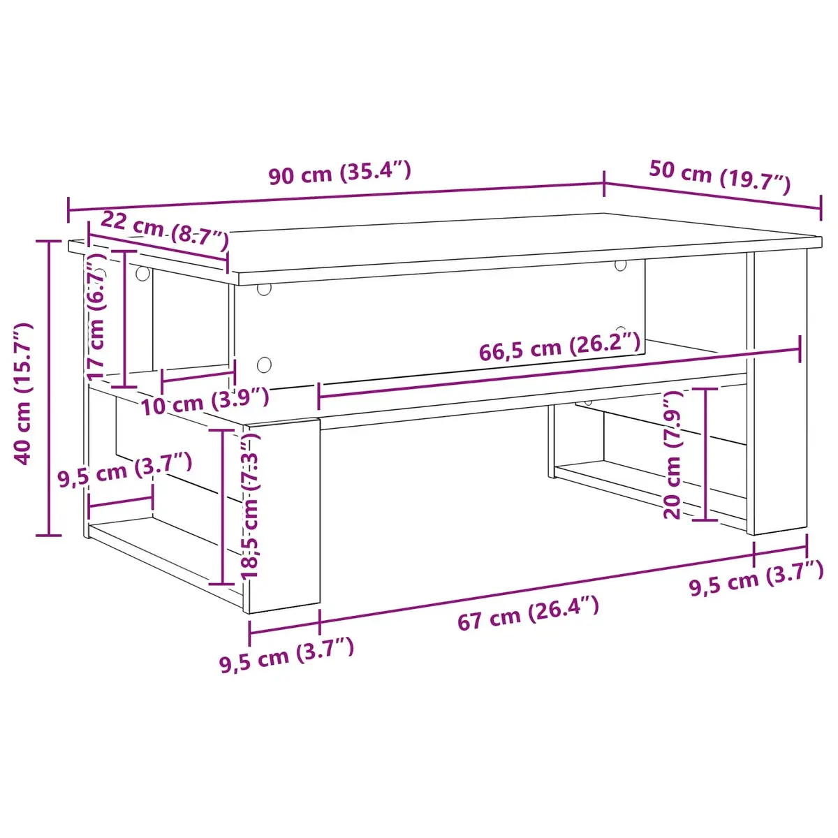 Coffee Table White Rectangular Modern Living Room Accent Furniture Engineered