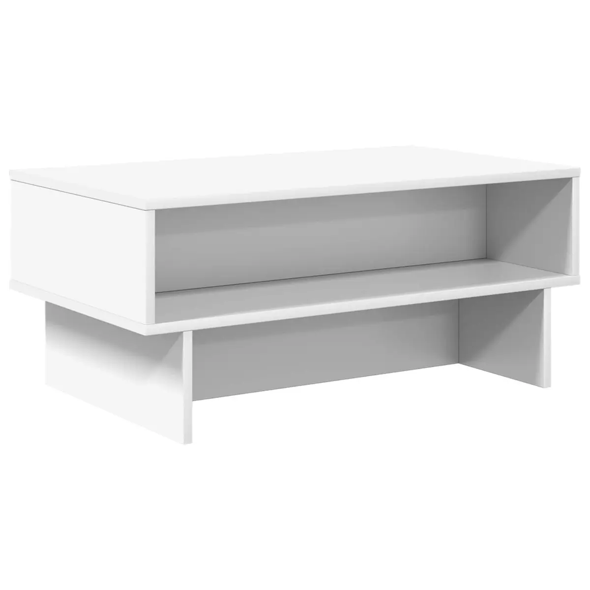 White Modern Coffee Table with Storage for Living Room