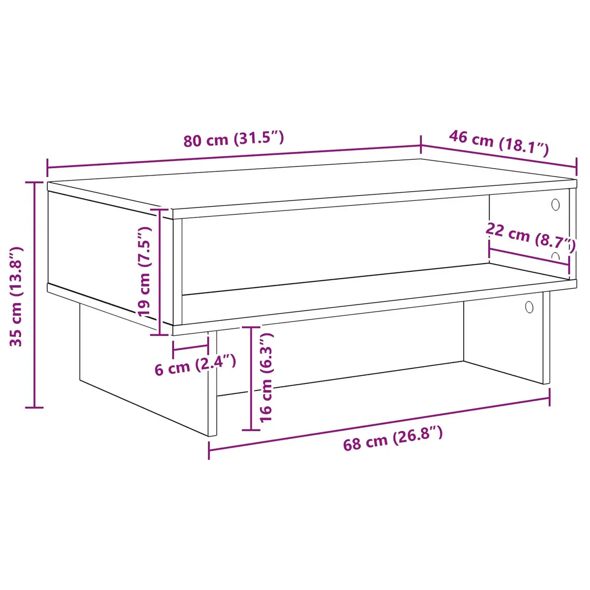 White Modern Coffee Table with Storage for Living Room