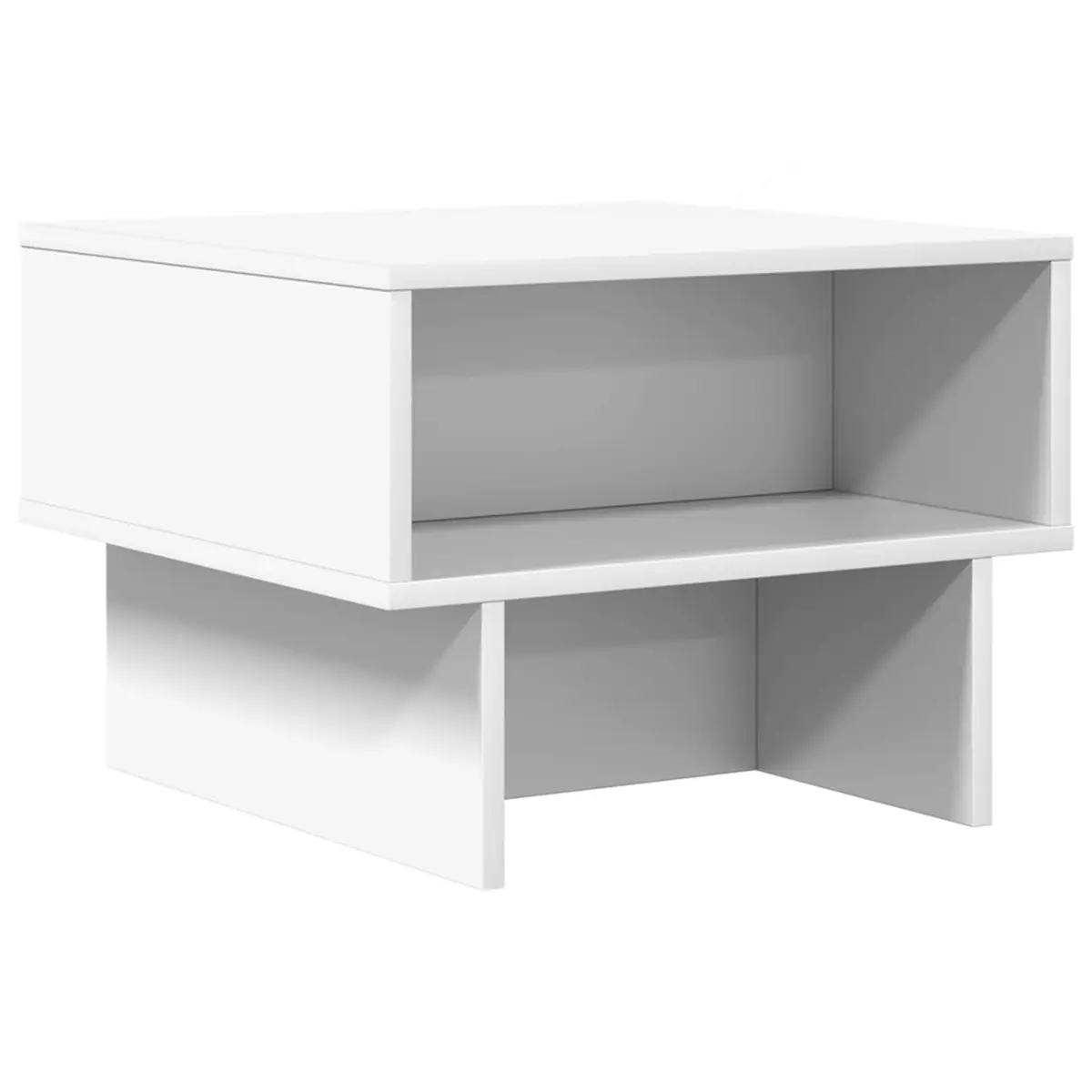 Coffee Table White Modern 48 x 46 x 35 cm Engineered Wood with Integrated Storage Shelves