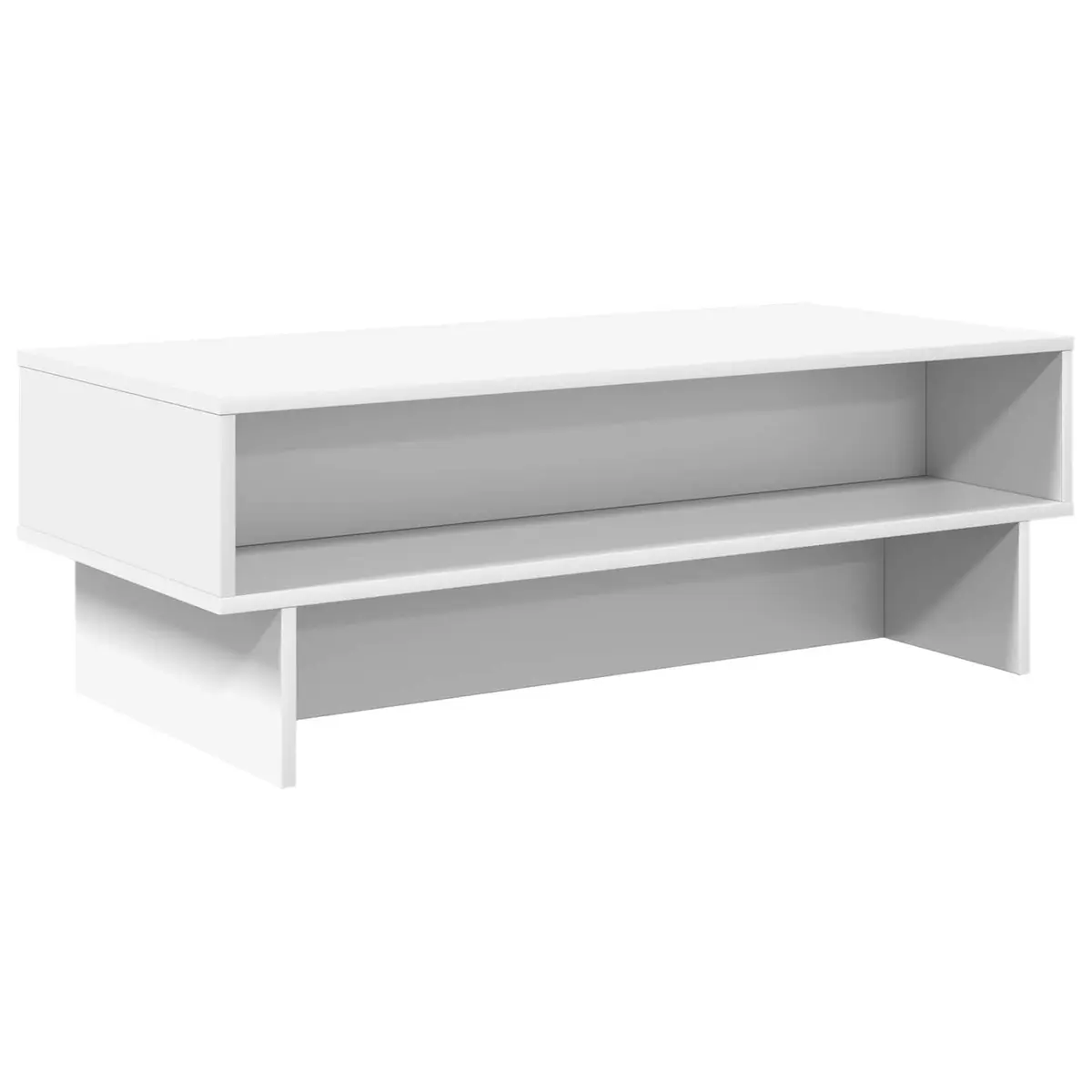 White Coffee Table Modern Living Room Accent Furniture Engineered Wood