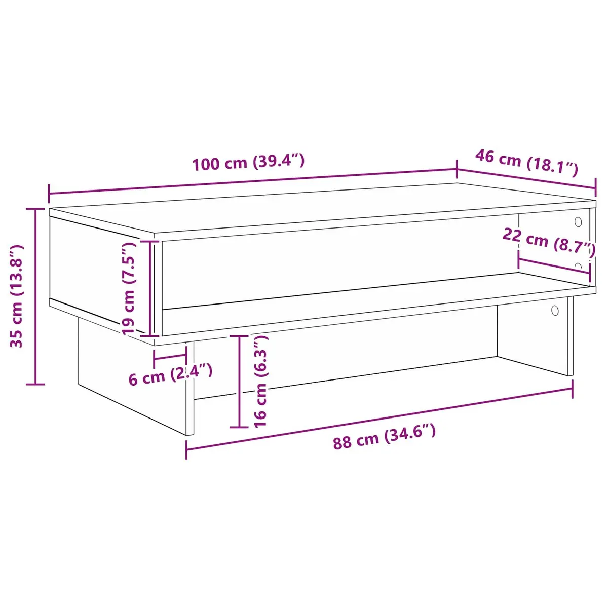 White Coffee Table Modern Living Room Accent Furniture Engineered Wood