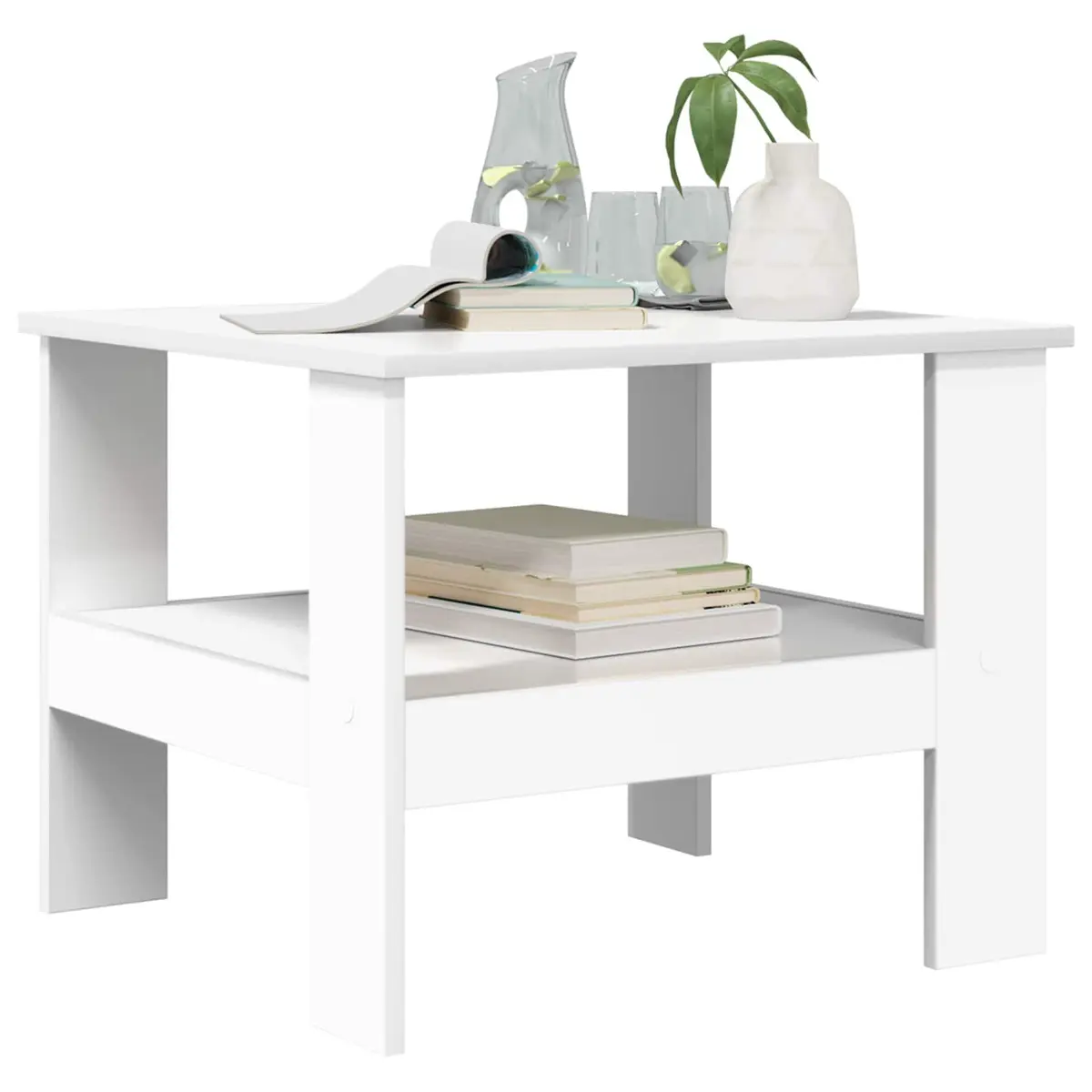 Coffee Table White Modern 57x55x45cm Engineered Wood