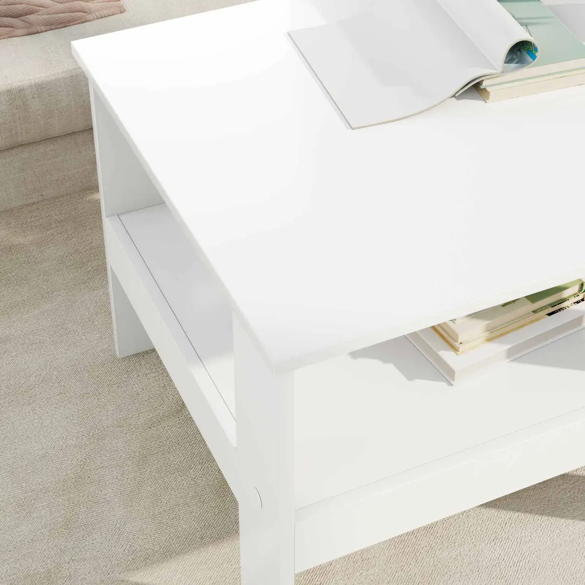 Coffee Table White Modern 57x55x45cm Engineered Wood
