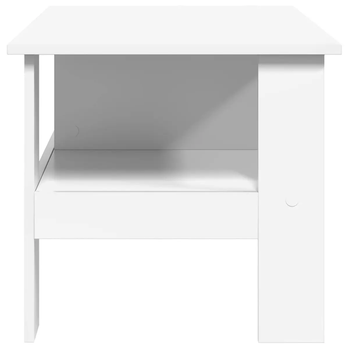 Coffee Table Modern White Engineered Wood Large Surface with Underneath Storage Shelves for Living Room