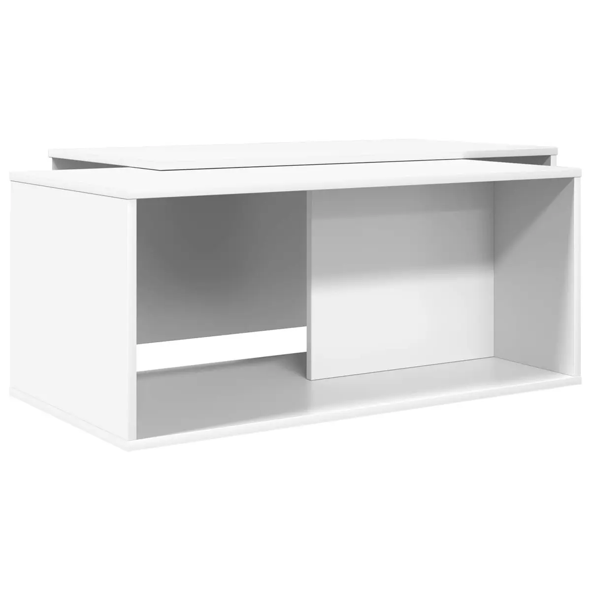 Coffee Table Set 2 Pieces White Modern Lounge Furniture Rectangular Accent