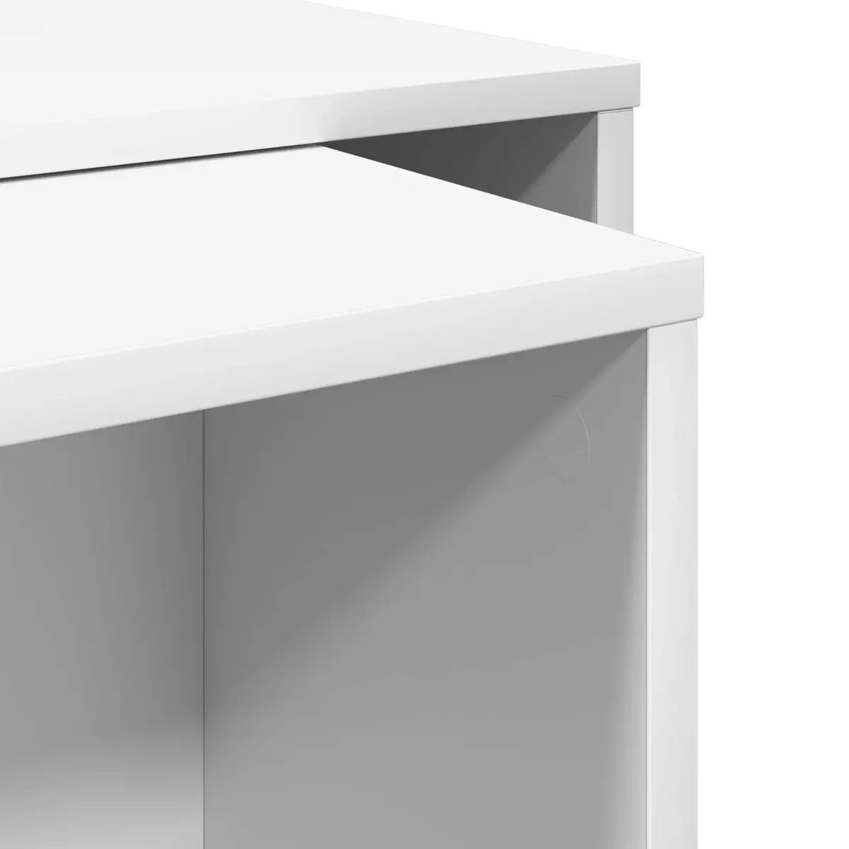 Coffee Table Set 2 Pieces White Modern Lounge Furniture Rectangular Accent