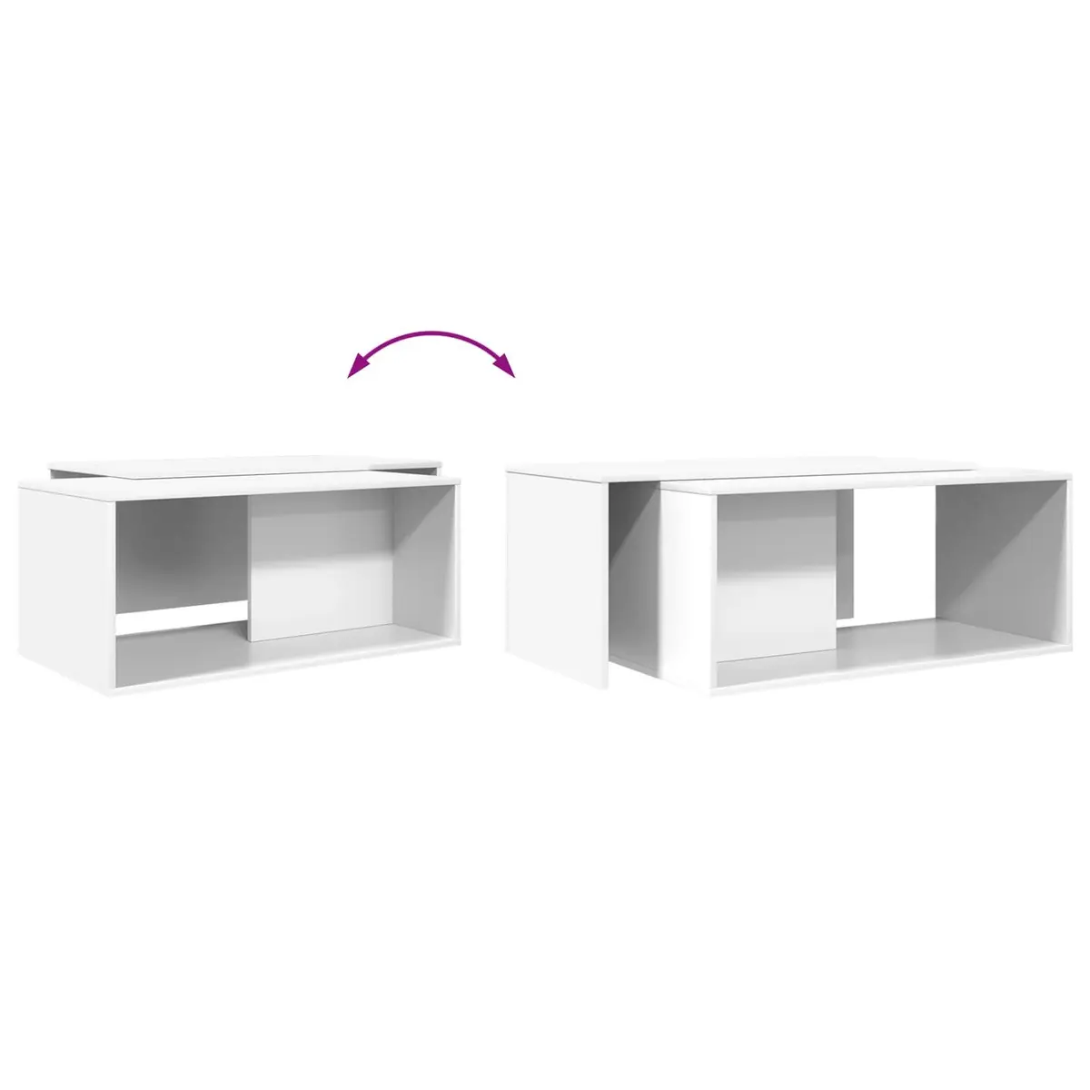 Coffee Table Set 2 Pieces White Modern Lounge Furniture Rectangular Accent