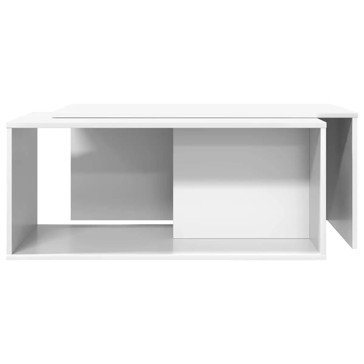 Coffee Table Set 2 Pieces White Modern Lounge Furniture Rectangular Accent